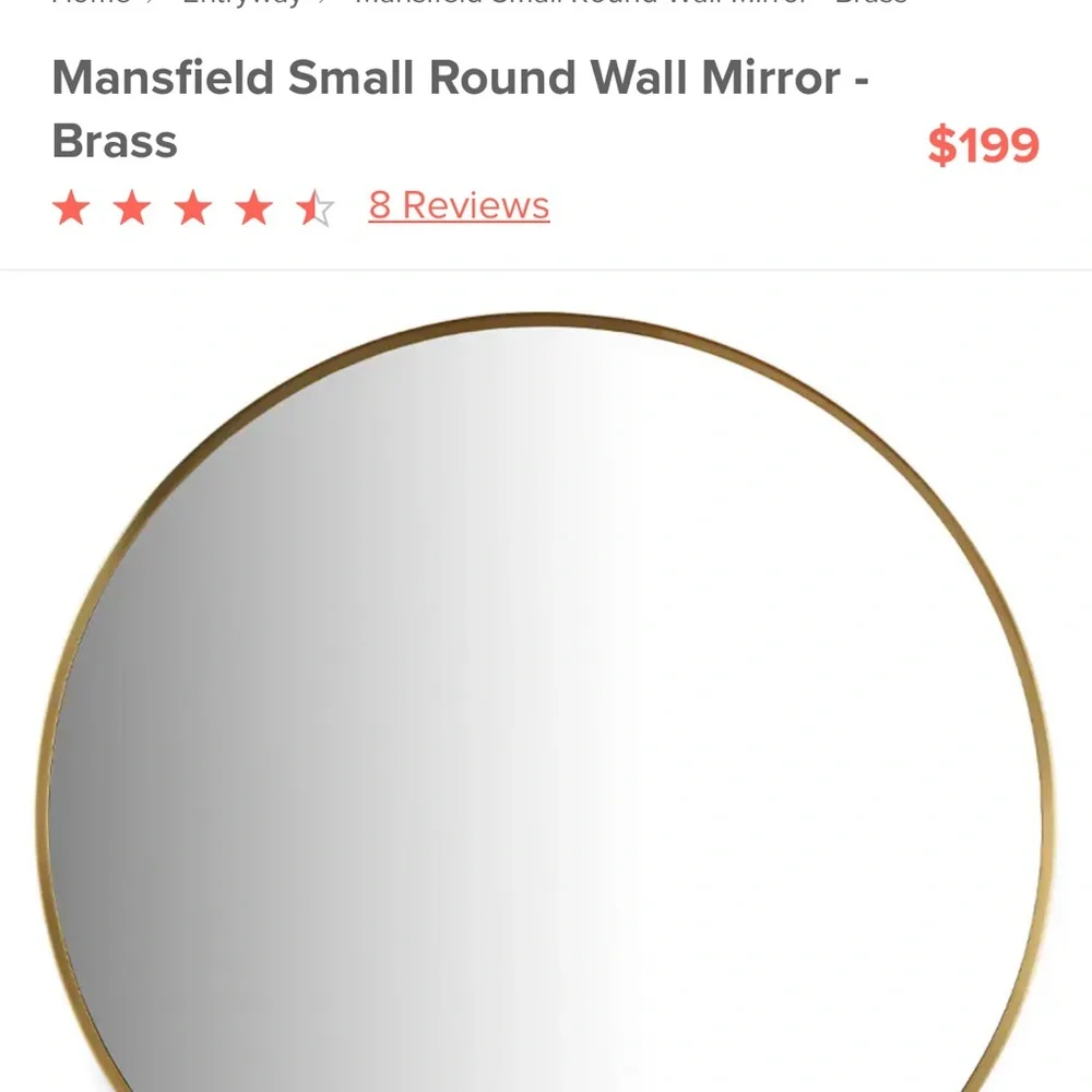 Article Mansfield Small Round Wall Mirror (Brand New! Never hung) Pickup Only!!